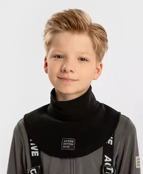 Воротник флисовый на липучках черный детский Button Blue