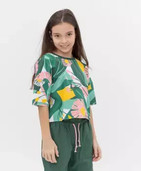 Зеленая футболка Button Blue (158)