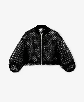 Жакет для девочки из кружева черный Gulliver