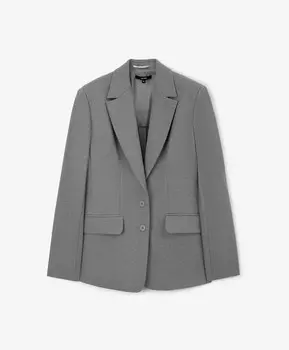 Жакет из меланжевого интерлока однобортный серый GLVR