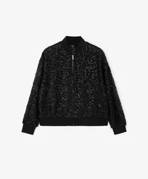 Жакет на молнии из кружева с пайетками черный GLVR (XS)