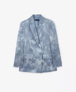 Жакет полуприлегающего силуэта из вареной вискозной ткани голубой GLVR