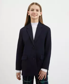Жакет с карманами синий для девочки Gulliver (140)