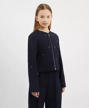 Жакет с люверсами синий для девочки Gulliver