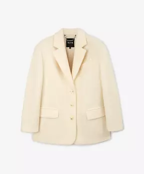 Жакет свободной формы из мягкой пальтовой ворсовой ткани молочный GLVR