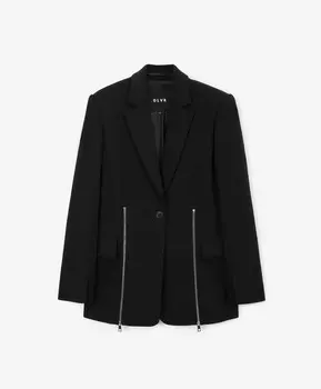 Жакет трикотажный прямой с молниями на передней части черный GLVR