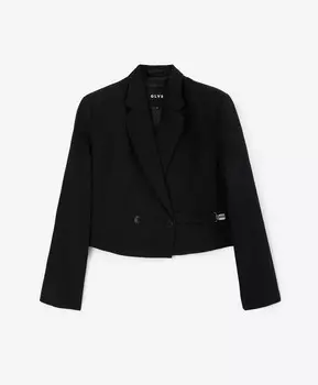 Жакет укороченный двубортный со съемной клипсой черный GLVR