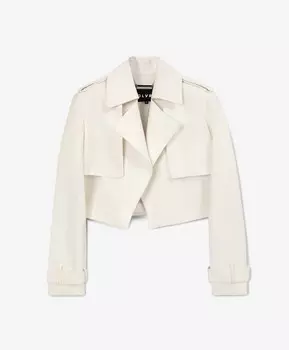 Жакет укороченный из экокожи без застежки белый GLVR (XL)