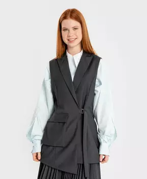 Жилет асимметричный серый Button Blue (164)