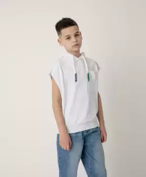 Жилет белый с принтом и капюшоном Gulliver (152)