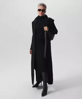 Жилет длины макси с разрезами в боковых швах из пальтовой ткани черный GLVR (M)