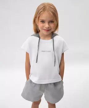 Жилет для девочки с капюшоном вязаный белый Roberto Moretti