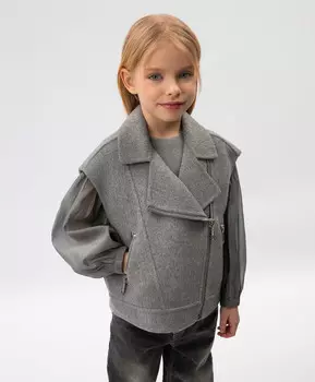 Жилет для девочки серый из пальтовой шерстяной ткани Roberto Moretti