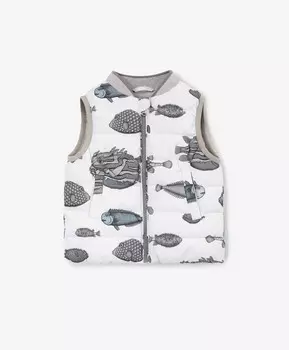 Жилет для мальчика с принтом стеганый мультицвет Gulliver