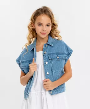 Жилет джинсовый голубой для девочки Button Blue (158)
