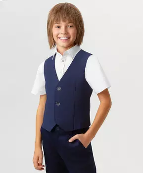 Жилет классический на пуговицах темно-синий Button Blue (146)