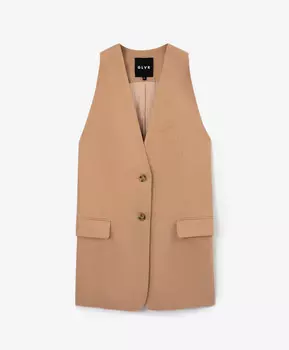 Жилет однобортный силуэта оверсайз льняной бежевый GLVR (XL)