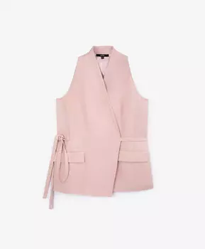 Жилет полуприлегающего силуэта из текстиля с высоким содержанием льна розовый GLVR