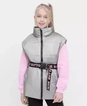 Жилет с металлизированным эффектом серебристый Button Blue (152)