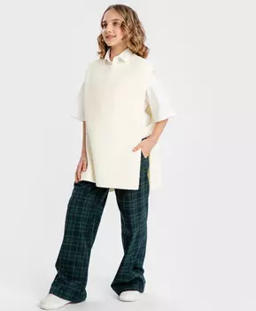 Жилет с разрезами по бокам молочный Button Blue (170)