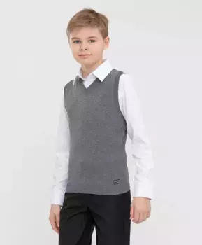 Жилет серый с V-образным вырезом Button Blue (128)