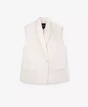 Жилет силуэта умеренный оверсайз из ткани с высоким содержанием льна молочный GLVR