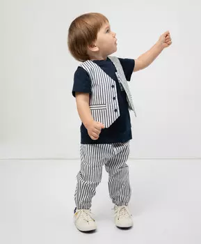 Жилет стильный полосатый мультицвет для мальчика Gulliver (80-48)
