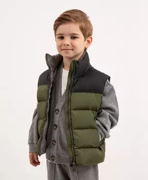 Жилет стёганый на натуральном пуху зелёный для мальчика Roberto Moretti