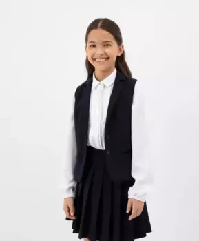 Жилет текстильный приталенный синий для девочки Gulliver (146)