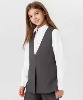 Жилет удлиненный серый Button Blue (128)
