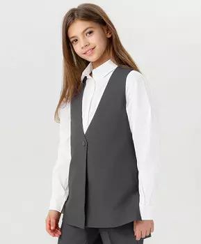 Жилет удлиненный серый Button Blue (158)