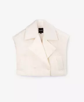 Жилет утепленный оверсайз из влагостойкой плащовки с атласным блеском молочный GLVR