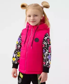 Жилет утепленный с капюшоном розовой Button Blue (128)