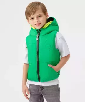 Жилет утепленный с капюшоном зеленый Button Blue (110)