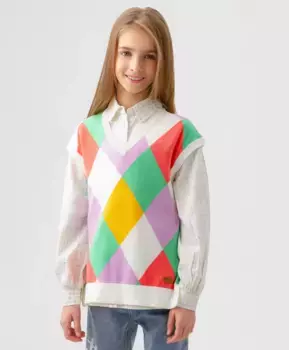 Жилет вязаный разноцветный Button Blue (152)