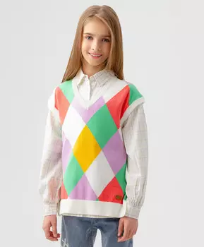 Жилет вязаный разноцветный Button Blue (158)
