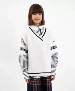 Жилет вязаный свободной формы белый Gulliver (134)