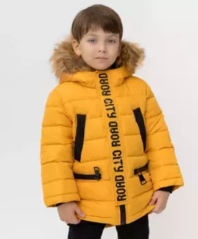 Зимнее пальто горчичного цвета Button Blue (110)