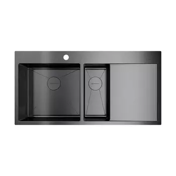 Кухонная мойка Omoikiri Akisame 100-2-GM-L вороненая сталь 4973103