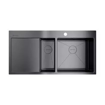 Кухонная мойка Omoikiri Akisame 100-2-GM-R вороненая сталь 4973104