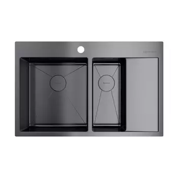 Кухонная мойка Omoikiri Akisame 78-2-GM-L вороненая сталь 4973101