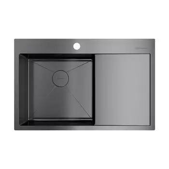 Кухонная мойка Omoikiri Akisame 78-GM-L вороненая сталь 4973099