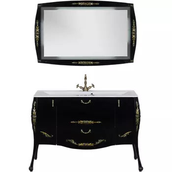 Мебель для ванной Aquanet Виктория 120 черный глянец/золото 184414