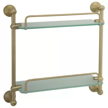 Полка двойная с галереей L35 см Veragio GIALETTA VR.GIL-6412.BR, матовое стекло/бронза