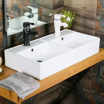 Раковина накладная двойная MELANA MLN-7063BDB