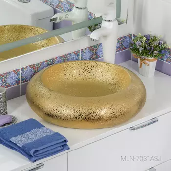Раковина накладная MELANA MLN-7031ASJ (золото)