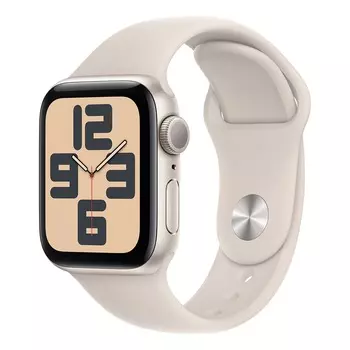 Apple Watch SE (2023), 40 мм корпус из алюминия цвета «Starlight», ремешок Sport Band размера S/M цвета «Starlight»