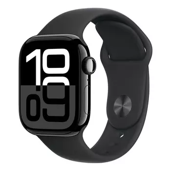 Apple Watch Series 10, 42 мм корпус из алюминия цвета «Jet Black», ремешок Sport Band размера S/M цвета «Black»