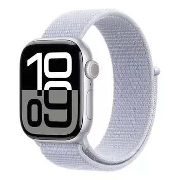Apple Watch Series 10, 42 мм корпус из алюминия цвета «Silver», ремешок Sport Loop цвета «Blue Cloud»