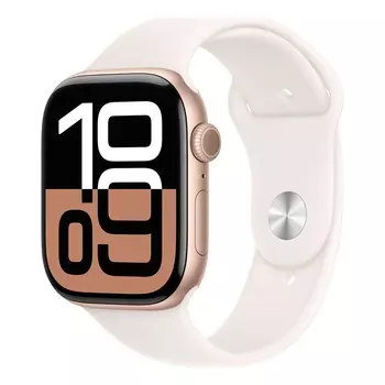 Apple Watch Series 10, 46 мм корпус из алюминия цвета «Rose Gold», ремешок Sport Band размера M/L цвета «Light Blush»